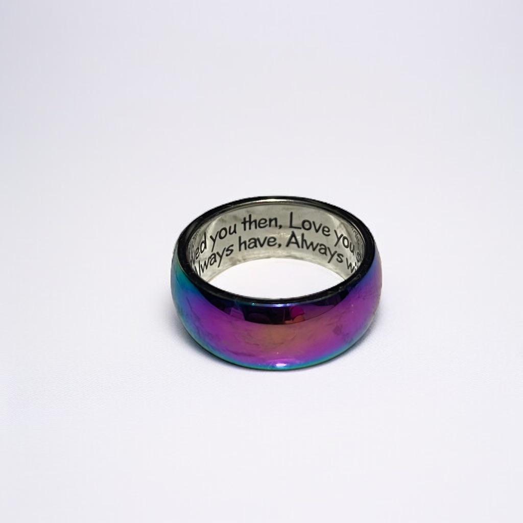 3 For $24 Stainless Steel Rainbow Engraved Love Quote Ring Cc